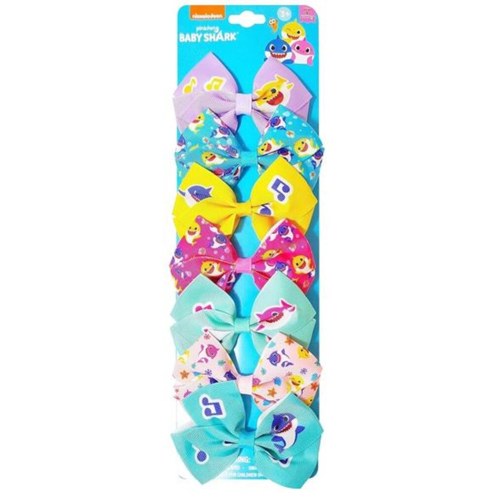 7Pcs Baby Shark Assorted Color Hair Bows Hair Accessories Gift Set for Girls